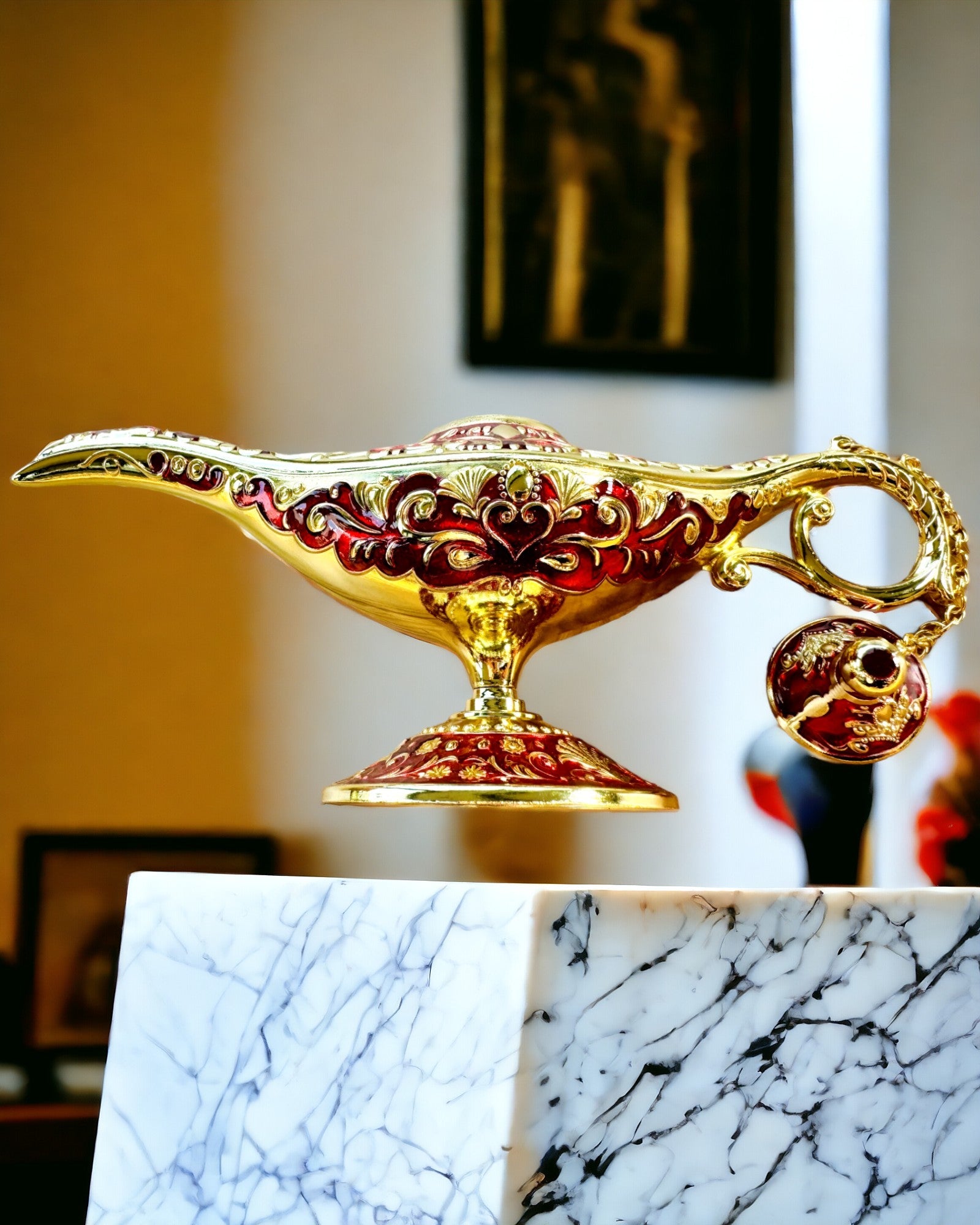 Magische Lampe von Aladdin mit Gravuroption - Variante Bordeaux, mit Gold durchzogen