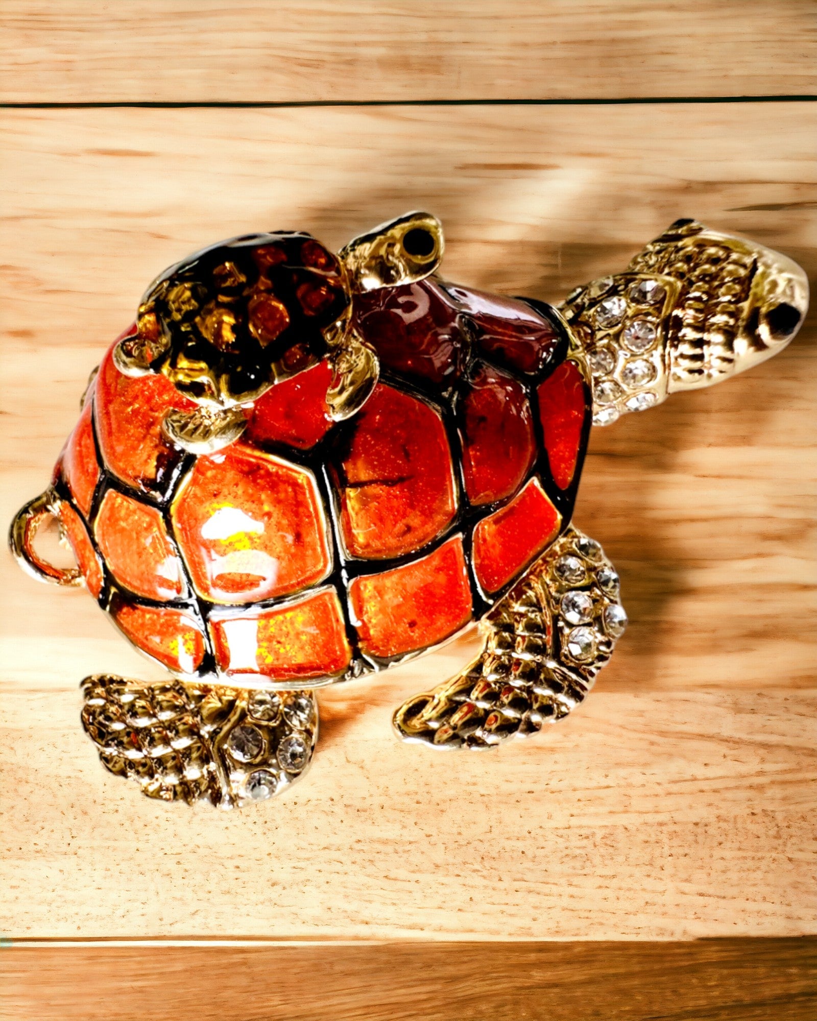 Schmuckkästchen "Schildkrötenfamilie" - orange Farbe, Personalisierung mit Gravur