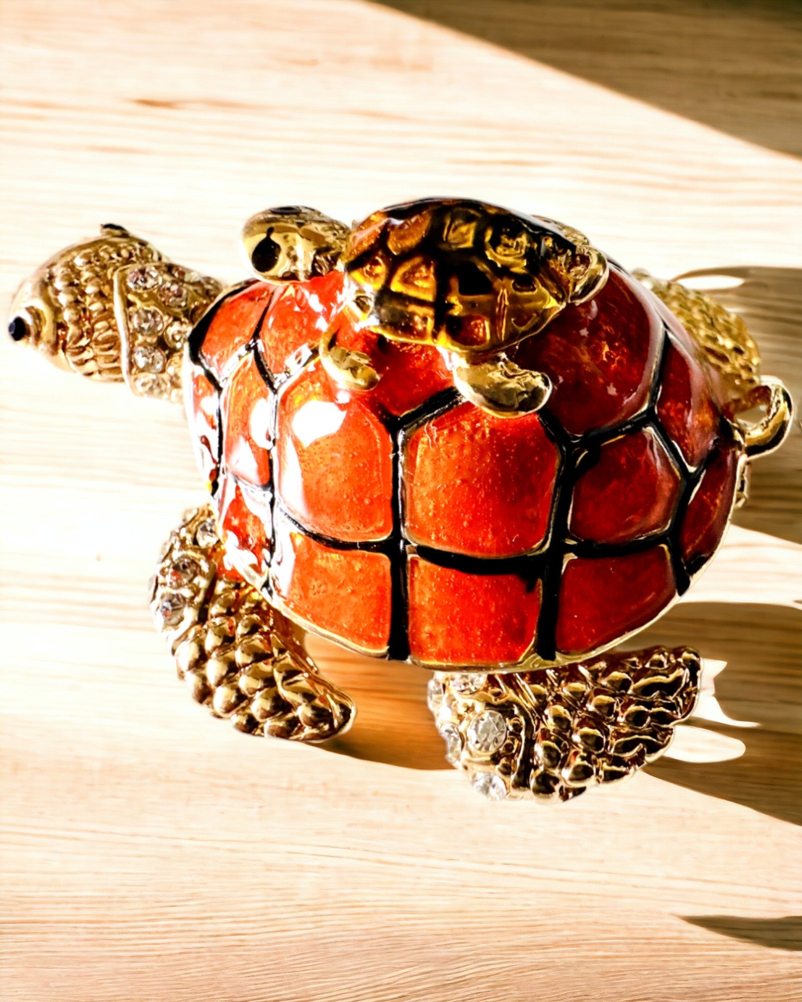 Schmuckkästchen "Schildkrötenfamilie" - orange Farbe, Personalisierung mit Gravur